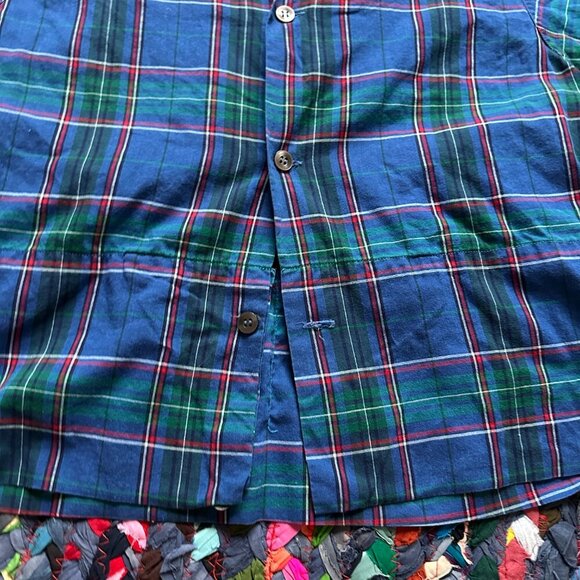 Vintage Handmade Blue Plaid Short Sleeve Button Up Blouse Women's SIze Medium - Picture 6 of 14